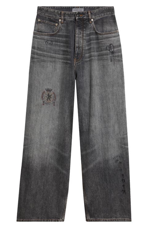 Tattoo Print Baggy Jeans