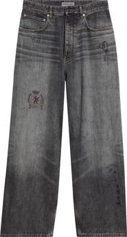 Balenciaga Tattoo Print Baggy Jeans
