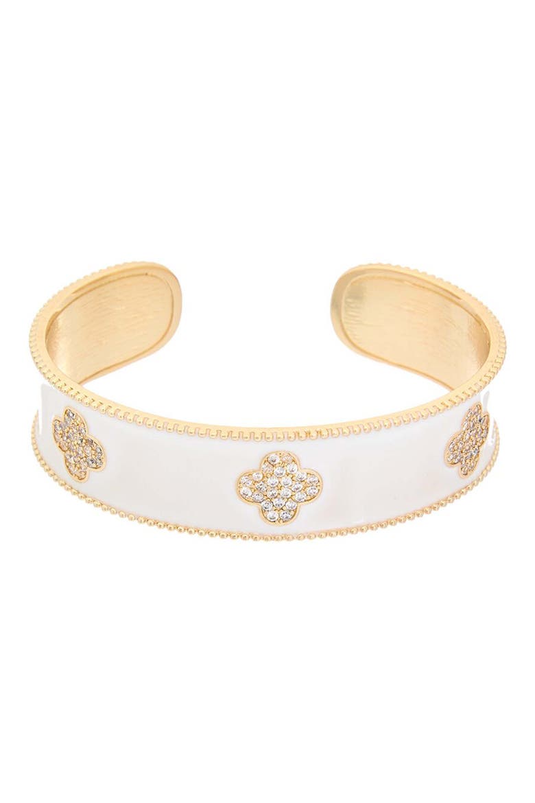 Pavé Clover Cuff Bracelet, Main, color, YELLOW