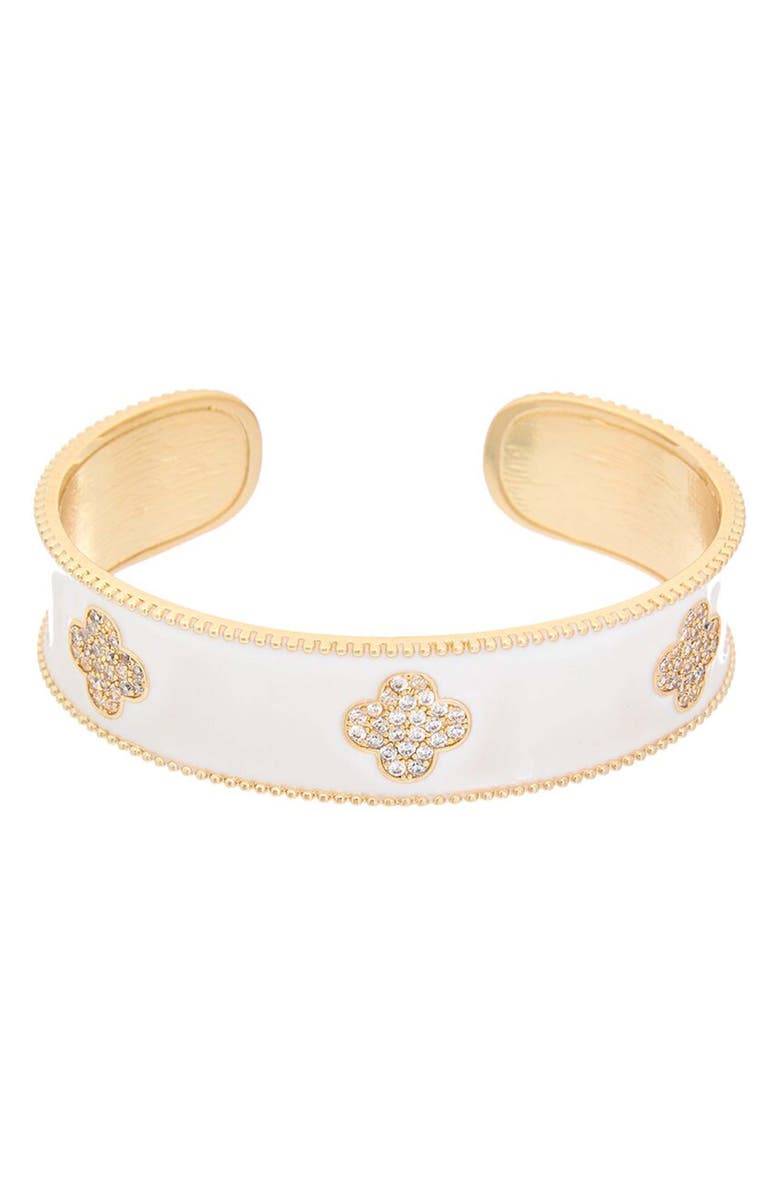 Juvell Pavé Clover Cuff Bracelet, Main, color, Yellow