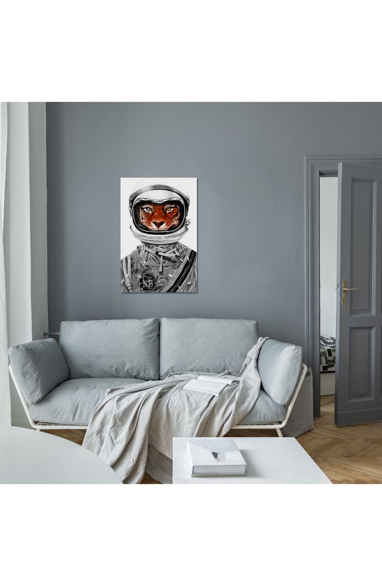 iCanvas Astro Tiger in B&W by Nicebleed Canvas Wall Art, Alternate, color, Gray