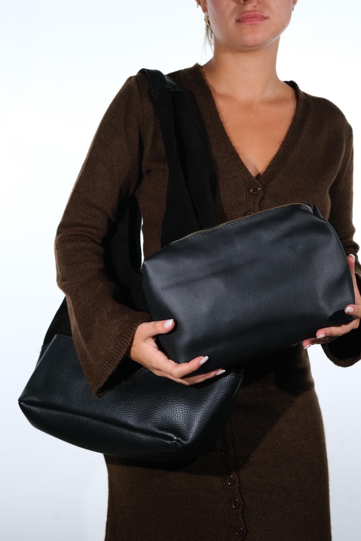 Forever & Always Shoes Avos Leather Shoulder Bag, Alternate, color, Black Suede