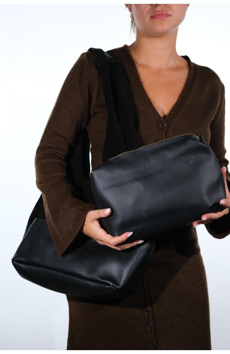 Forever & Always Shoes Avos Leather Shoulder Bag, Alternate, color, Black Suede