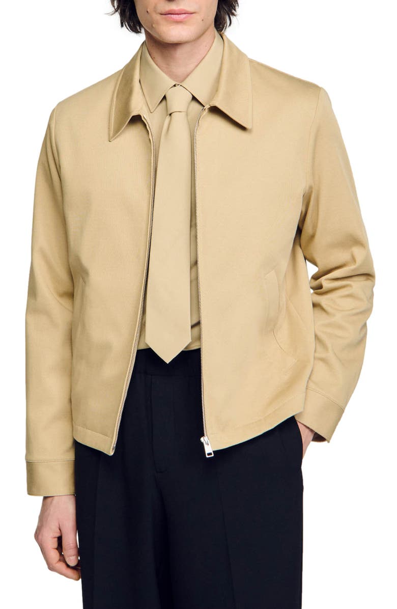 SANDRO Cotton Twill Zip Jacket, Main, color,