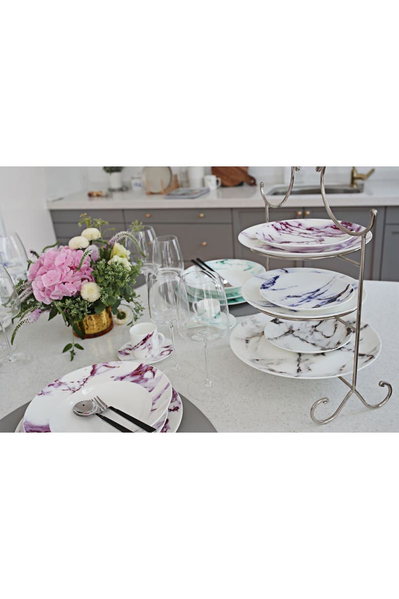 Marble Venice Fog Dinner Plate, Alternate, color, White