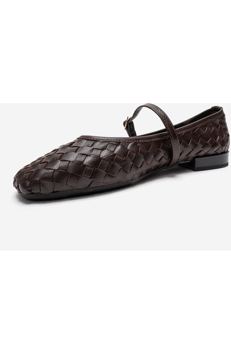 Forever & Always Shoes Yevora Leather Woven Strap Ballet Flat, Alternate, color, Brown