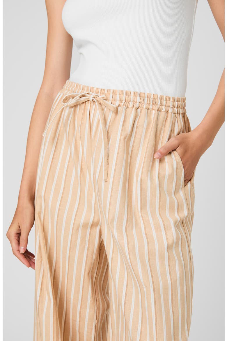 Tie Waist Wide Leg Linen Blend Pants, Alternate, color, SANDLOT STRIPE