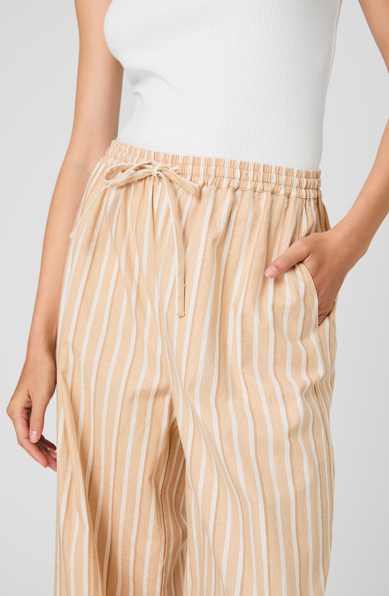 French Connection Aspen Tie Waist Wide Leg Linen Blend Pants, Alternate, color, Sandlot Stripe