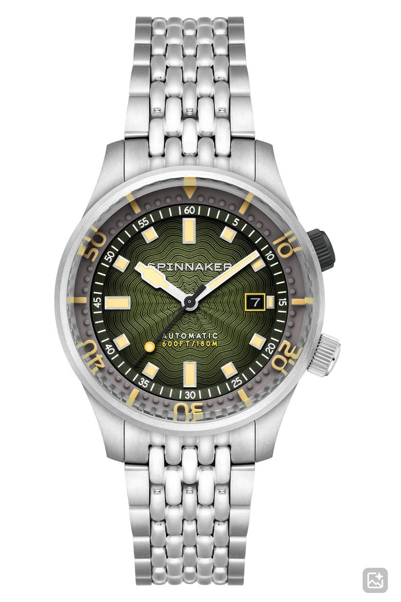 Bradner Automatic Bracelet Watch, 42mm, Main, color, GREEN
