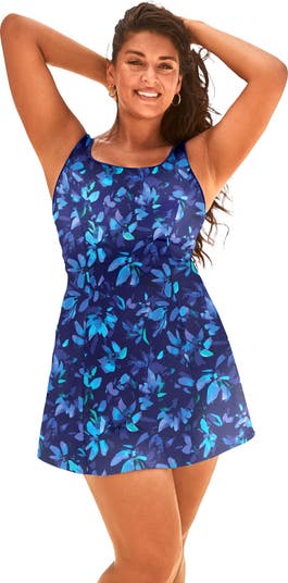 Plus Size Women's Tank Swimdress by Swimsuits For All in Green Electric Palm (Size 32) Plus Size Women's Tank Swimdress by Swimsuits For All in Green Electric Palm (Size 32)