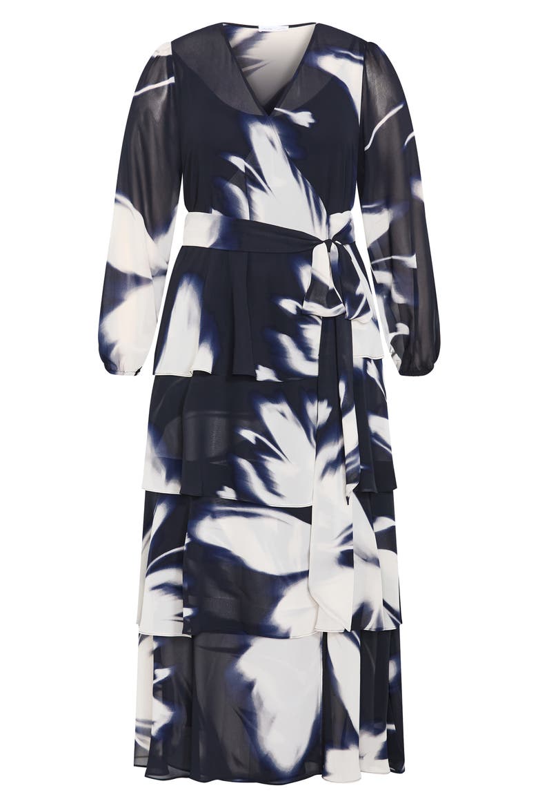 Selene Floral Print Long Sleeve Wrap Dress, Alternate, color, BLURRED FL