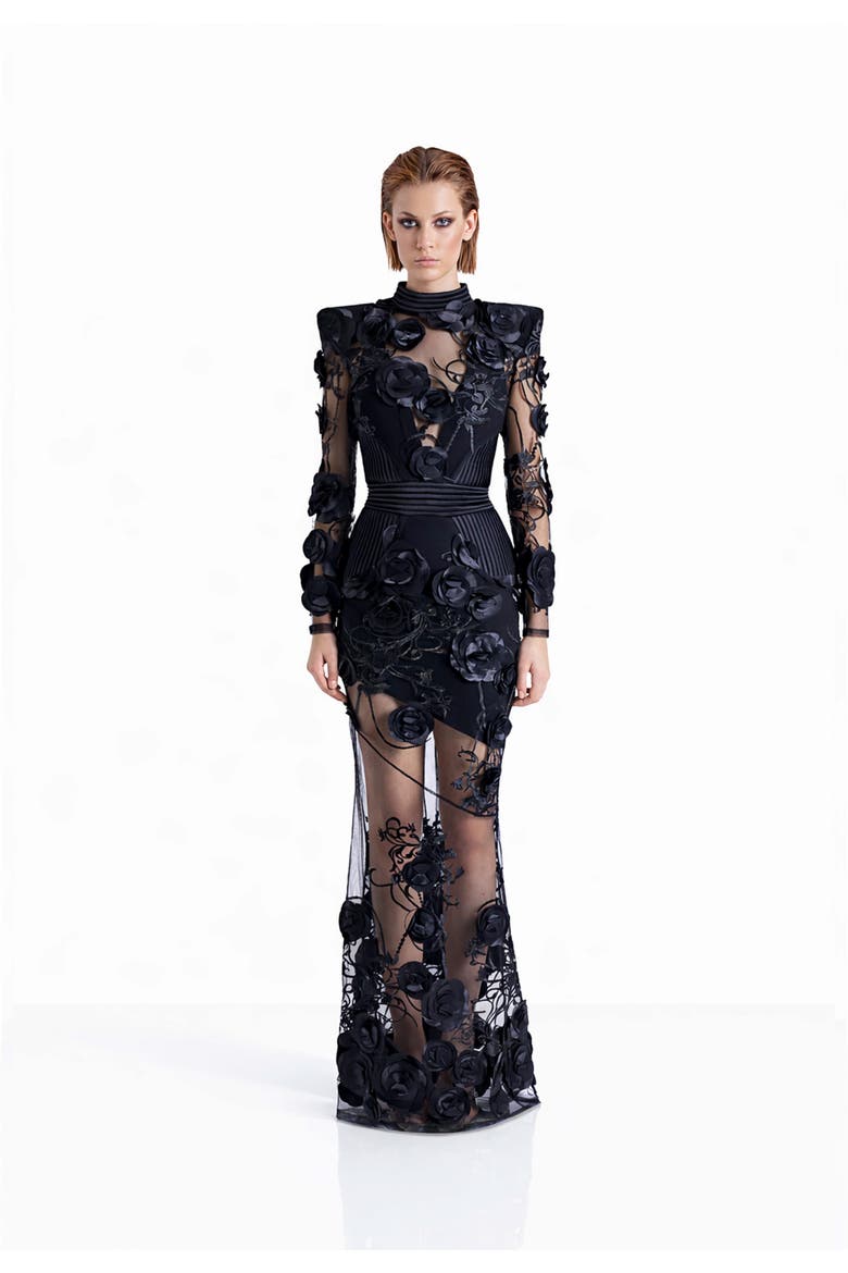 One More Kiss Dear Gown, Main, color, BLACK
