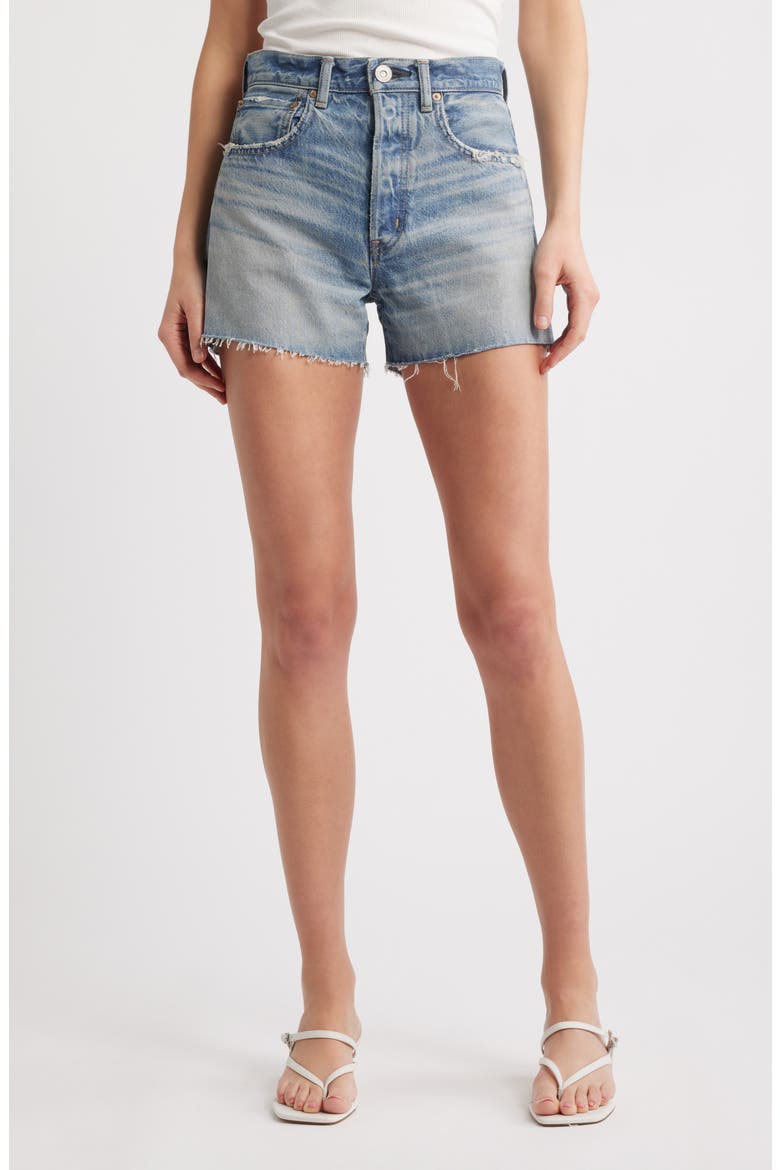 Bayville High Waist Cutoff Denim Shorts, Main, color, BLUE