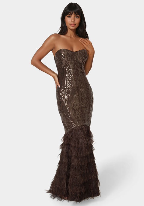 Sequin Feather Gown