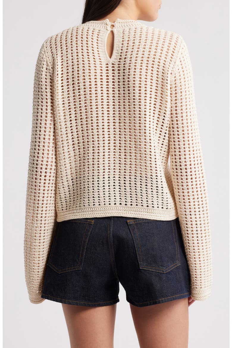 Open Stitch Bell Sleeve Sweater, Alternate, color, ALABASTER