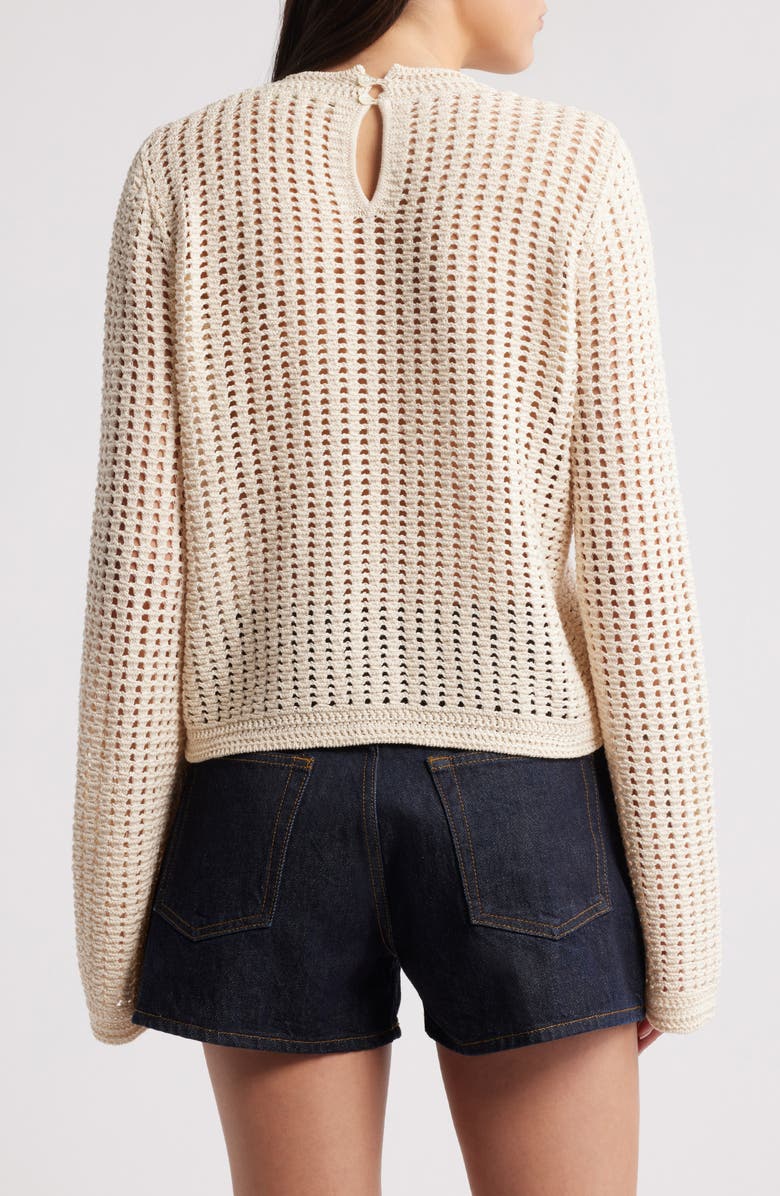 FRAME Open Stitch Bell Sleeve Sweater, Alternate, color, Alabaster