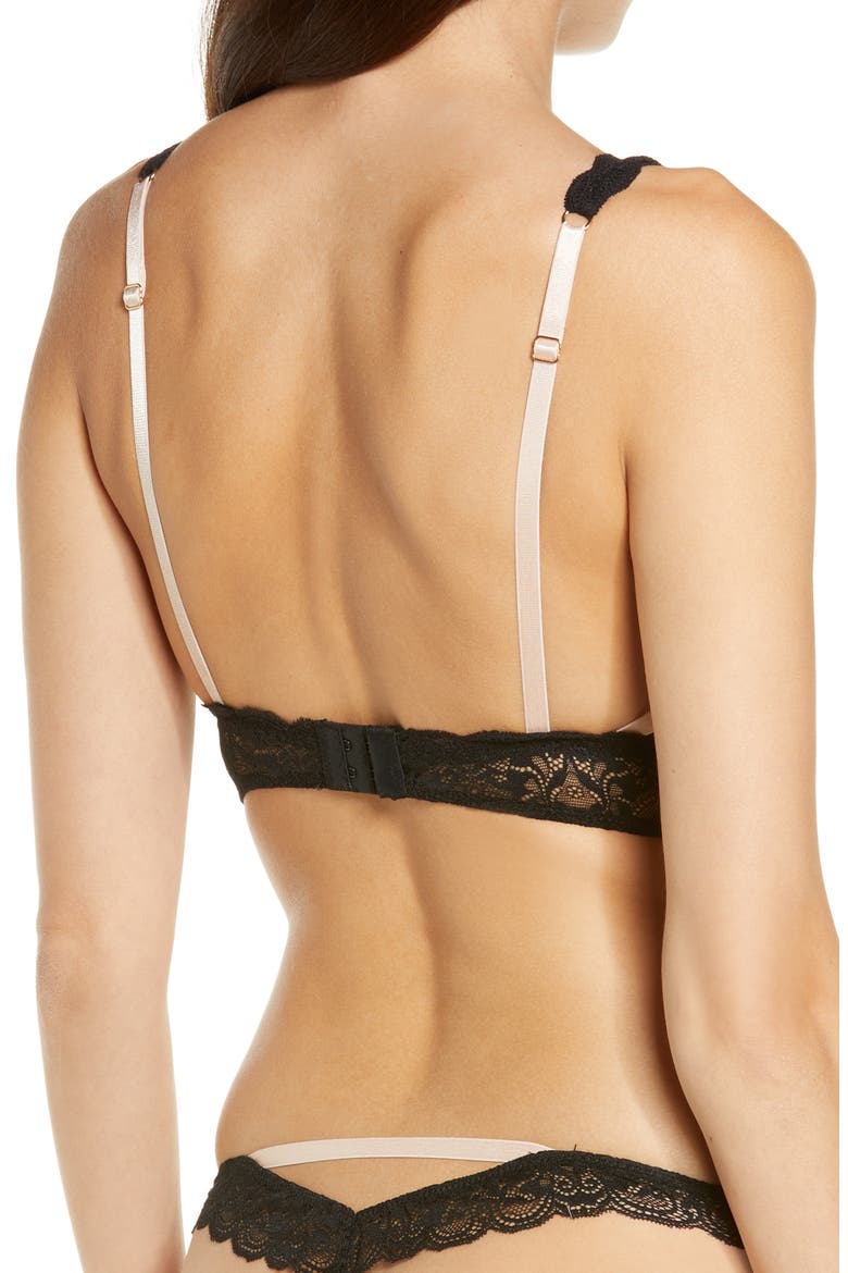 Intimates Nicollette Lace & Mesh Bralette, Alternate, color, BLACK