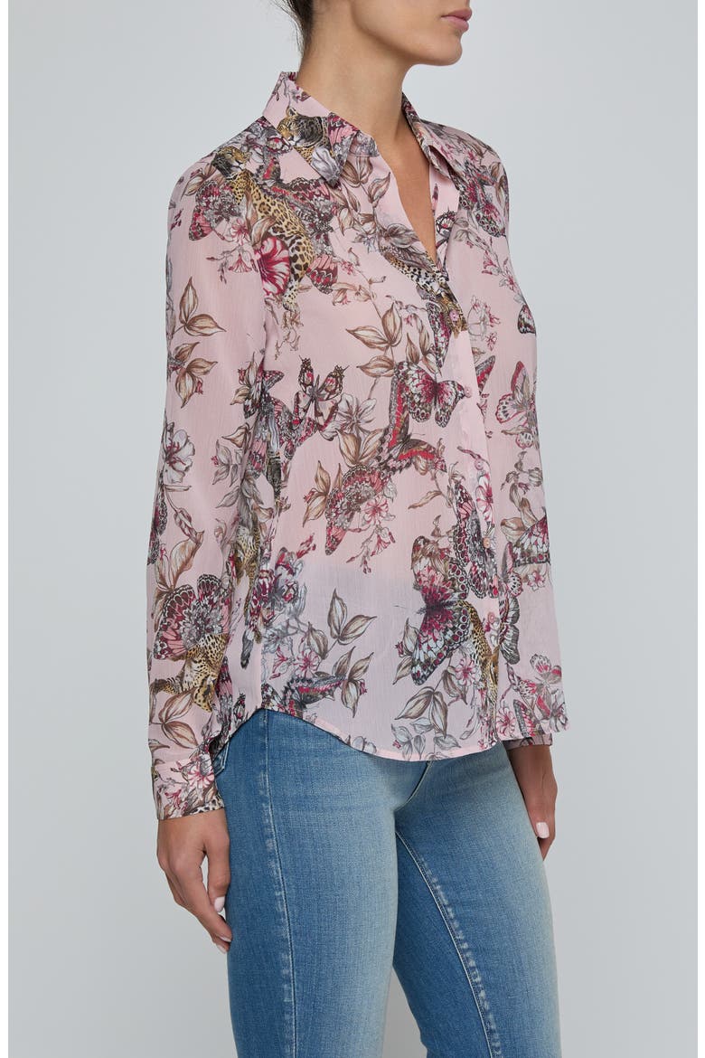 Laurent Mixed Print Button-Up Shirt, Alternate, color, LIGHT PINK