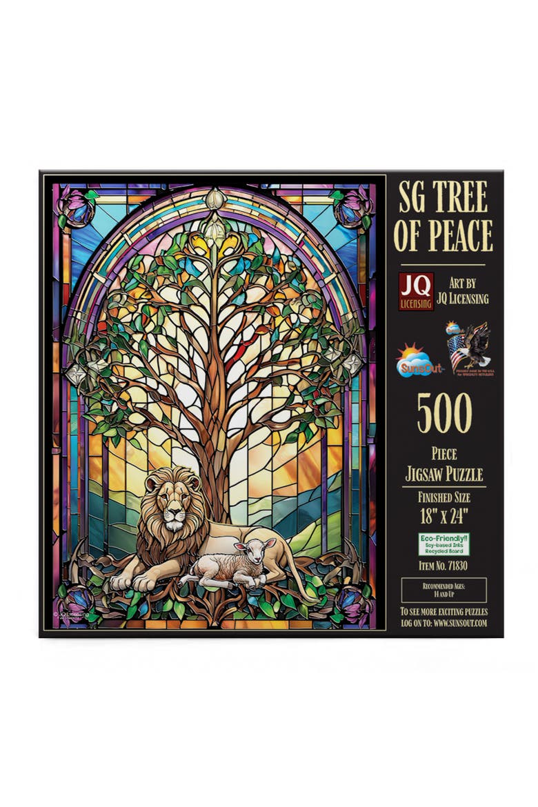 Tree of Peace Stained Glass 500 piece Jigsaw Puzzle for Adults, Alternate, color, Multicolor