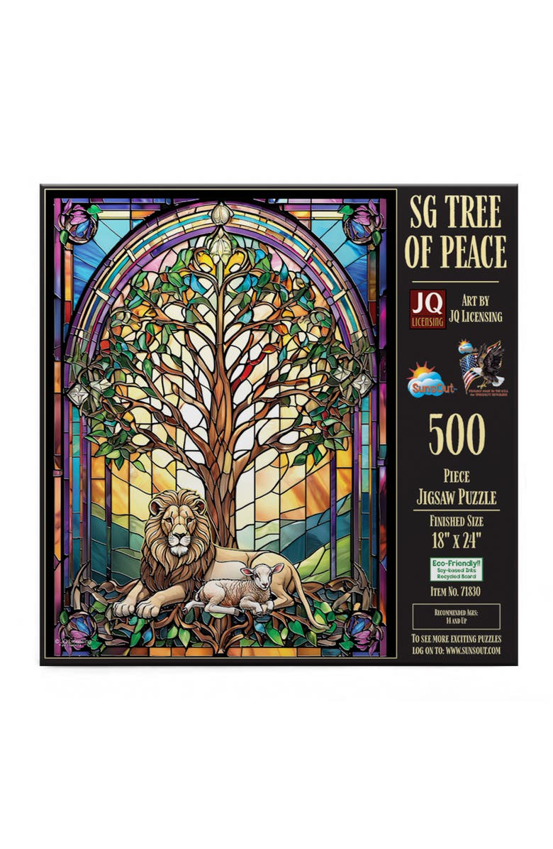 Sunsout Tree of Peace Stained Glass 500 piece Jigsaw Puzzle for Adults, Alternate, color, Multicolor
