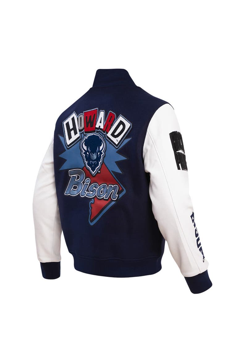 Men's Pro Standard Navy Howard Bison Homecoming Varsity Full-Snap Jacket, Alternate, color, Navy