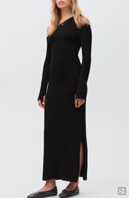 MANGO TEEN Asymmetric Cutout One-Shoulder Long Sleeve Dress