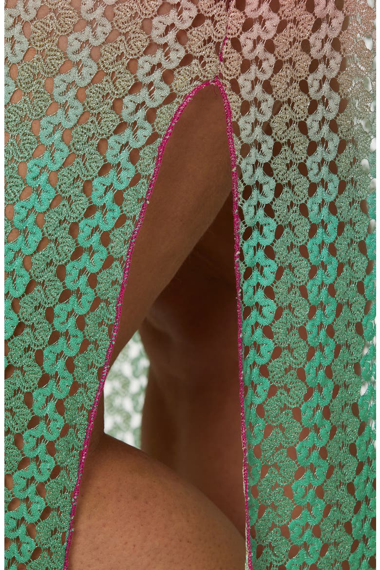 Sunset Metallic Ombré Cover-Up Robe, Alternate, color, AZALEA/ EMERALD