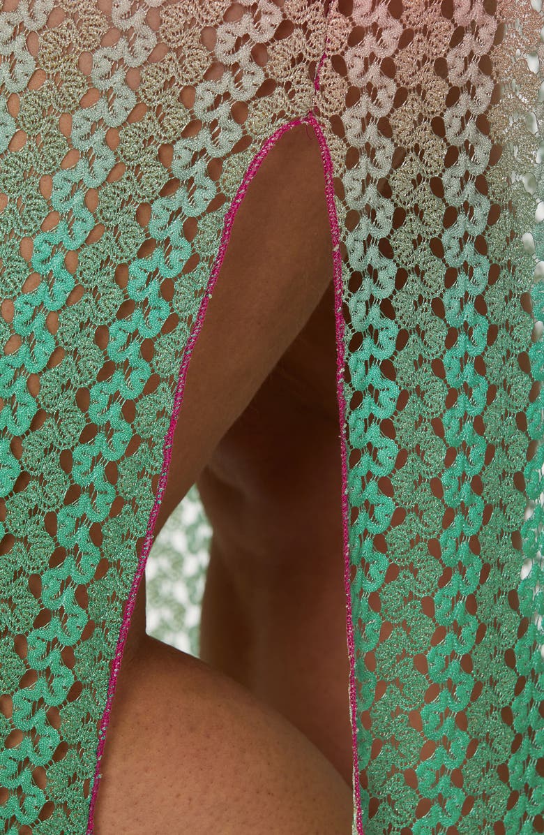 Becca Etc. Sunset Metallic Ombré Cover-Up Robe, Alternate, color, Azalea/ Emerald