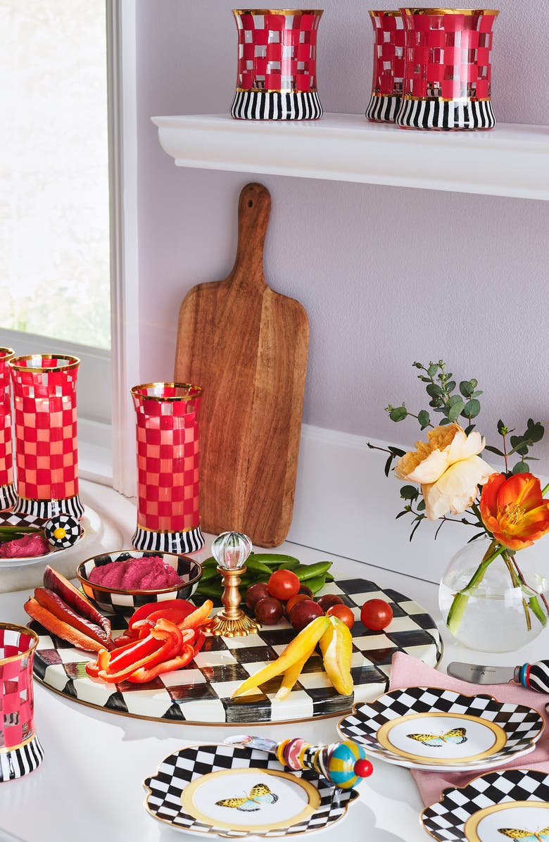 MACKENZIE CHILDS Set of 2 Carnival Fuchsia Highball Glasses, Alternate, color,