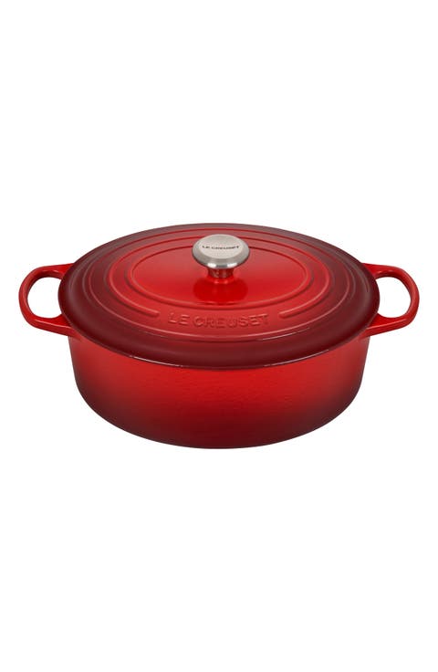 Signature 6.75-Quart Oval Enamel Cast Iron French/Dutch Oven with Lid