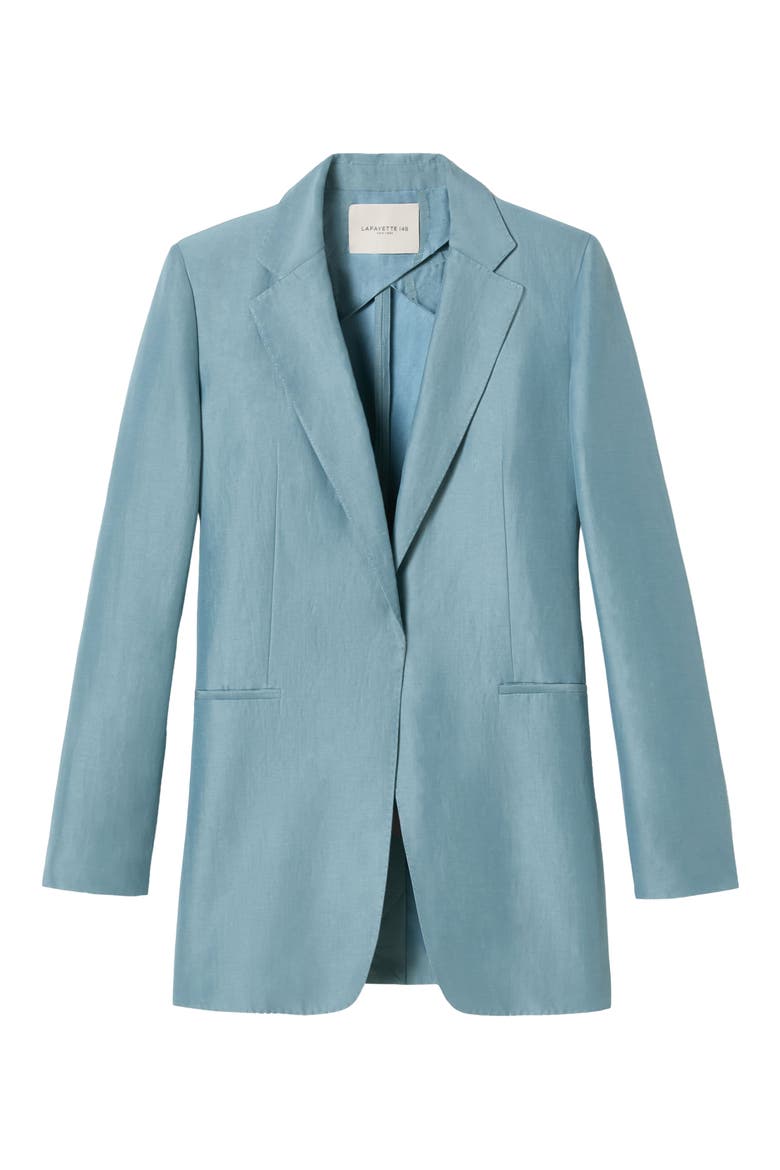 Elongated Linen Blend Blazer, Alternate, color, PAPER BLUE