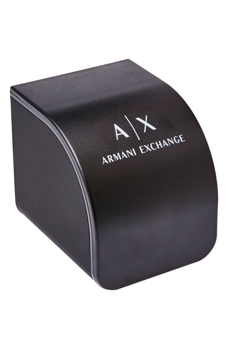 AX Armani Exchange Chronograph Leather Watch, 44mm, Alternate, color, Black