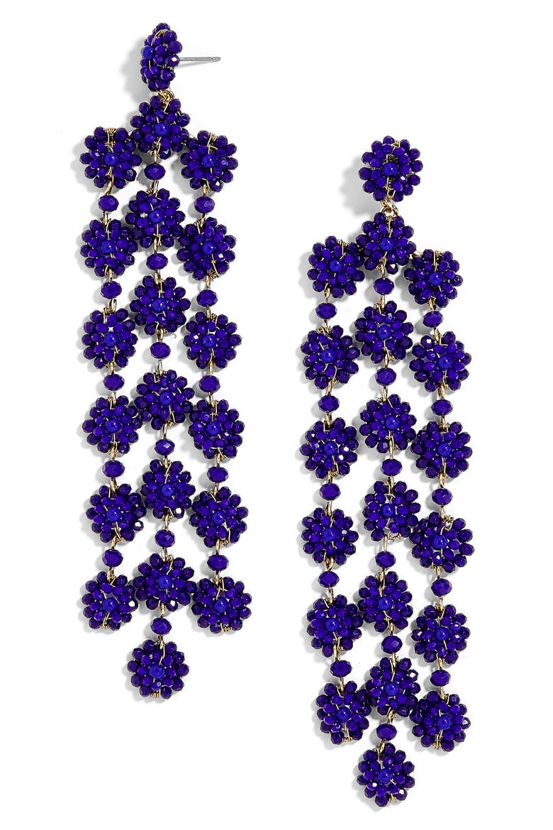 Shiori Beaded Chandelier Earrings, Main, color, COBALT