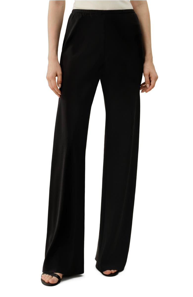 Lilysilk Bias Cut Straight Leg Silk Pants, Main, color, Black