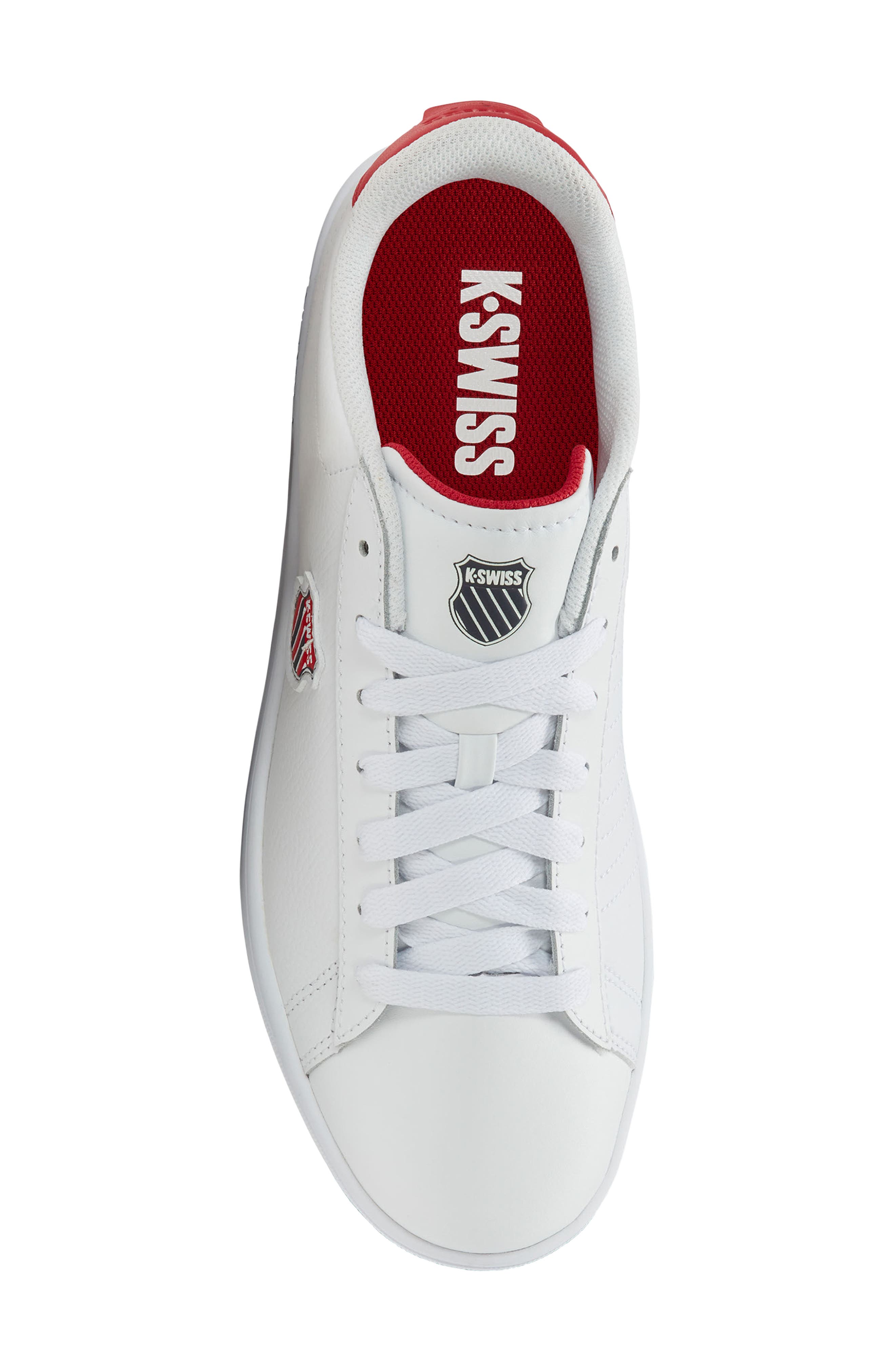 Court Shield II Leather Sneaker, Alternate, color, WHITE/ PEACOAT/ MARS RED