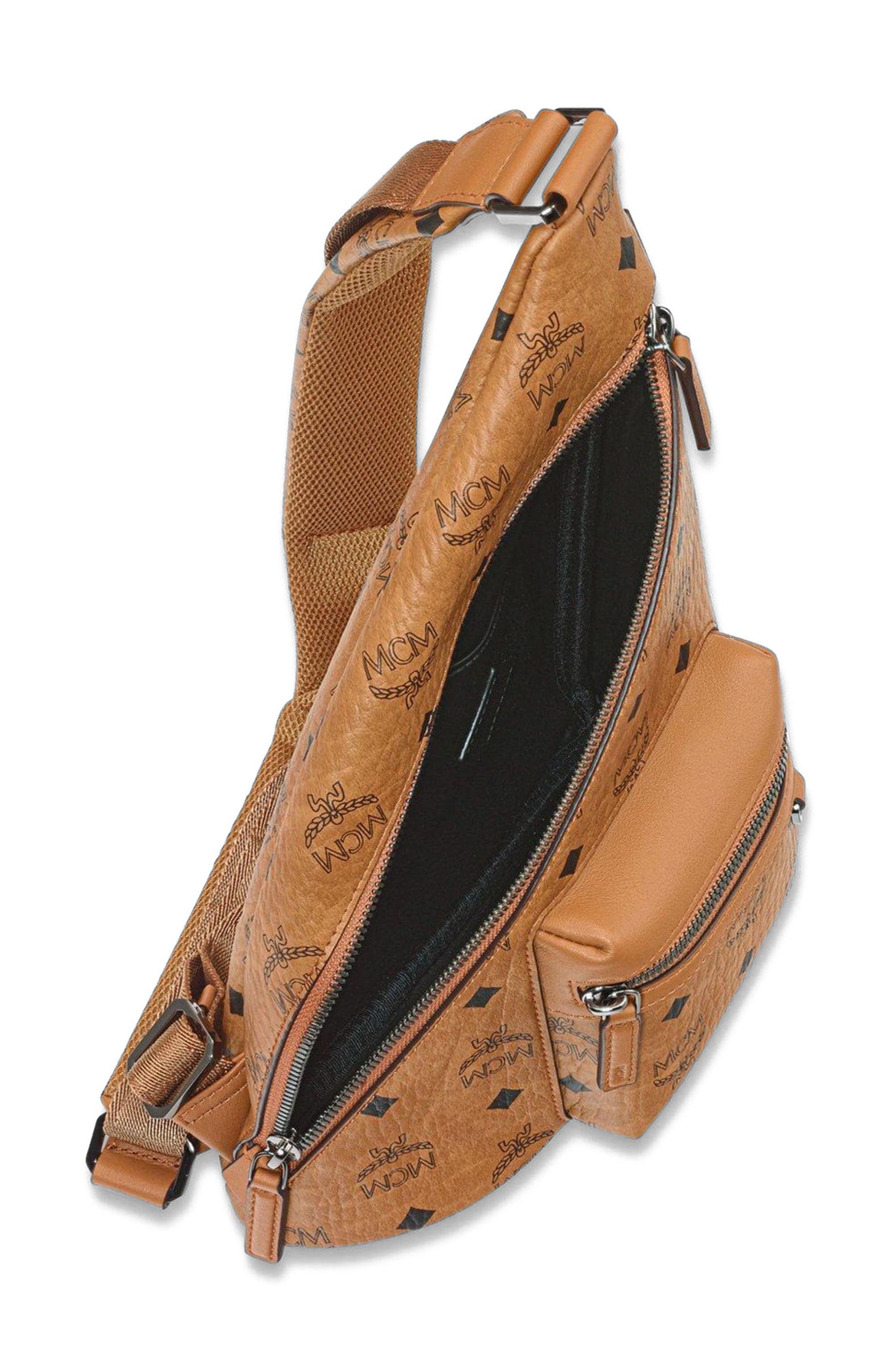 MCM Aren Sling in Visetos, Alternate, color, Brown