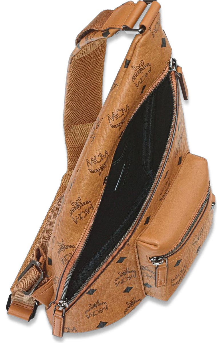 MCM Aren Sling in Visetos, Alternate, color, Brown