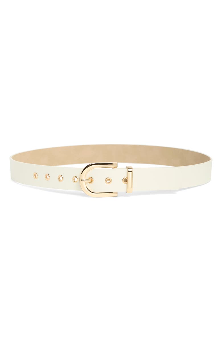 Steve Madden Smooth Faux Leather Belt, Main, color, Cream