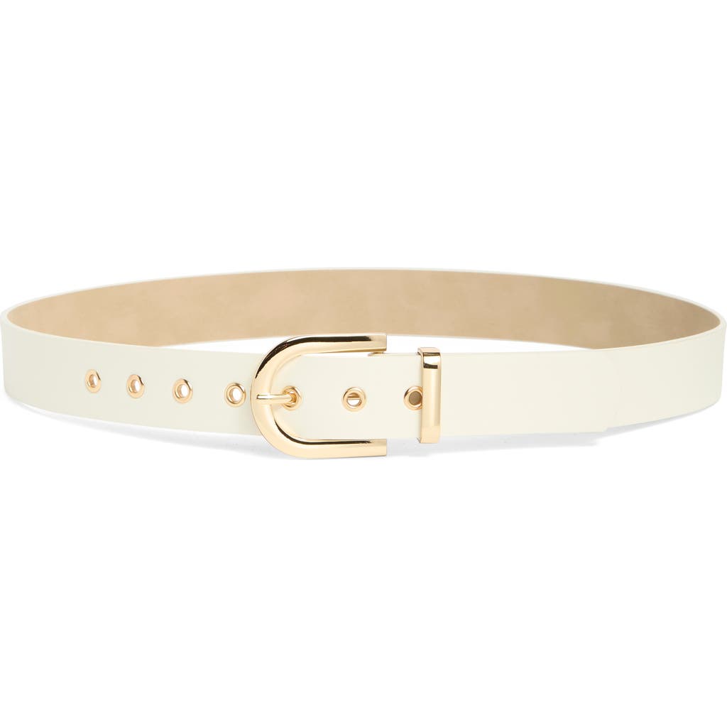 Steve Madden Smooth Faux Leather Belt in Cream at Nordstrom Rack, Size X-Large