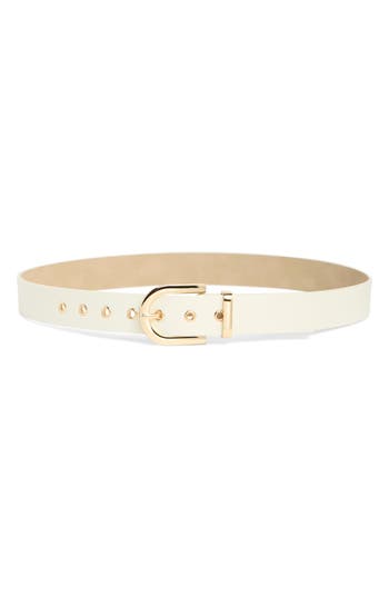Steve Madden Smooth Faux Leather Belt In Cream