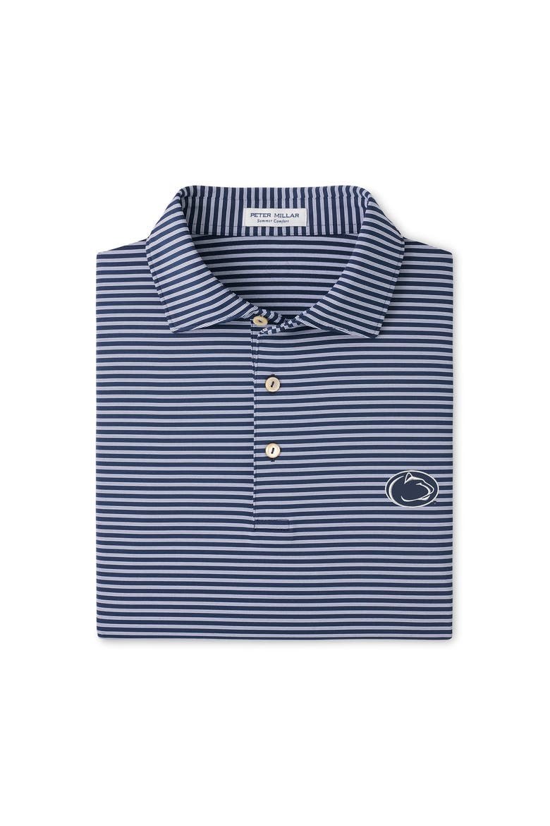 Men's Peter Millar Navy Penn State Nittany Lions Tiebreaker Performance Jersey Stripe Polo, Main, color, Navy