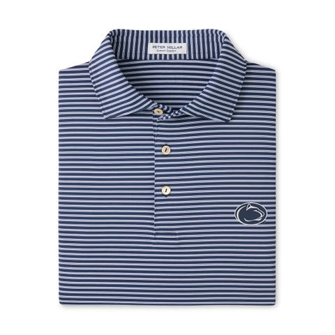 Men's Peter Millar Navy Penn State Nittany Lions Tiebreaker Performance Jersey Stripe Polo