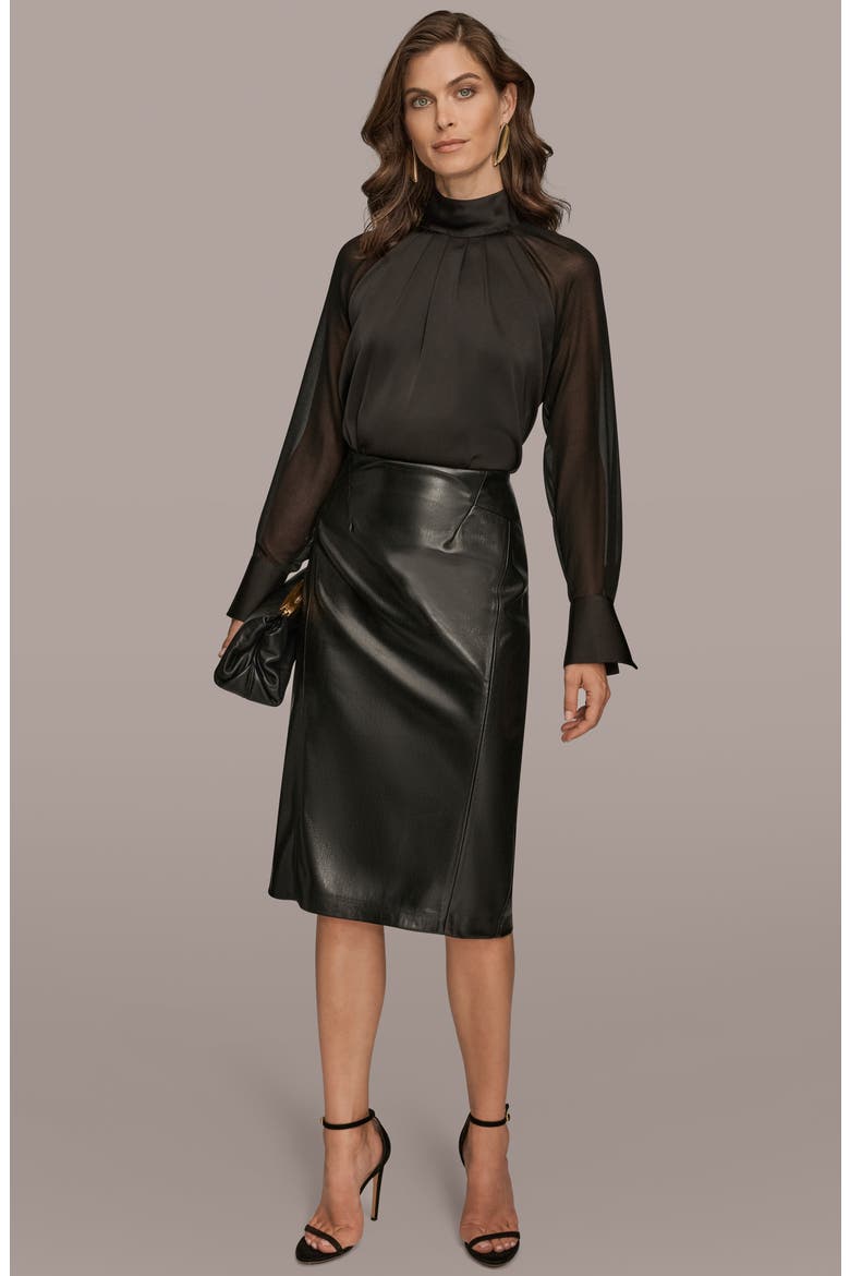 Seam Faux Leather Pencil Skirt, Alternate, color, BLACK