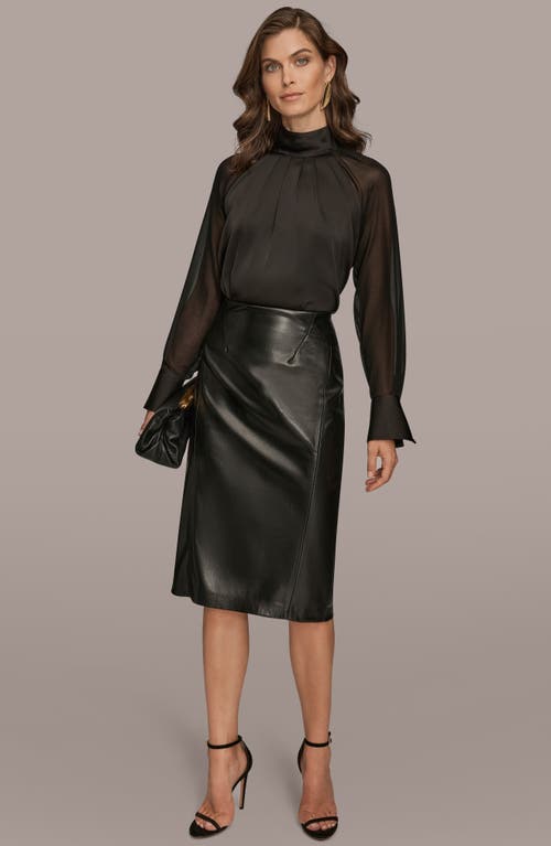 Donna Karan New York Seam Faux Leather Pencil Skirt In Black