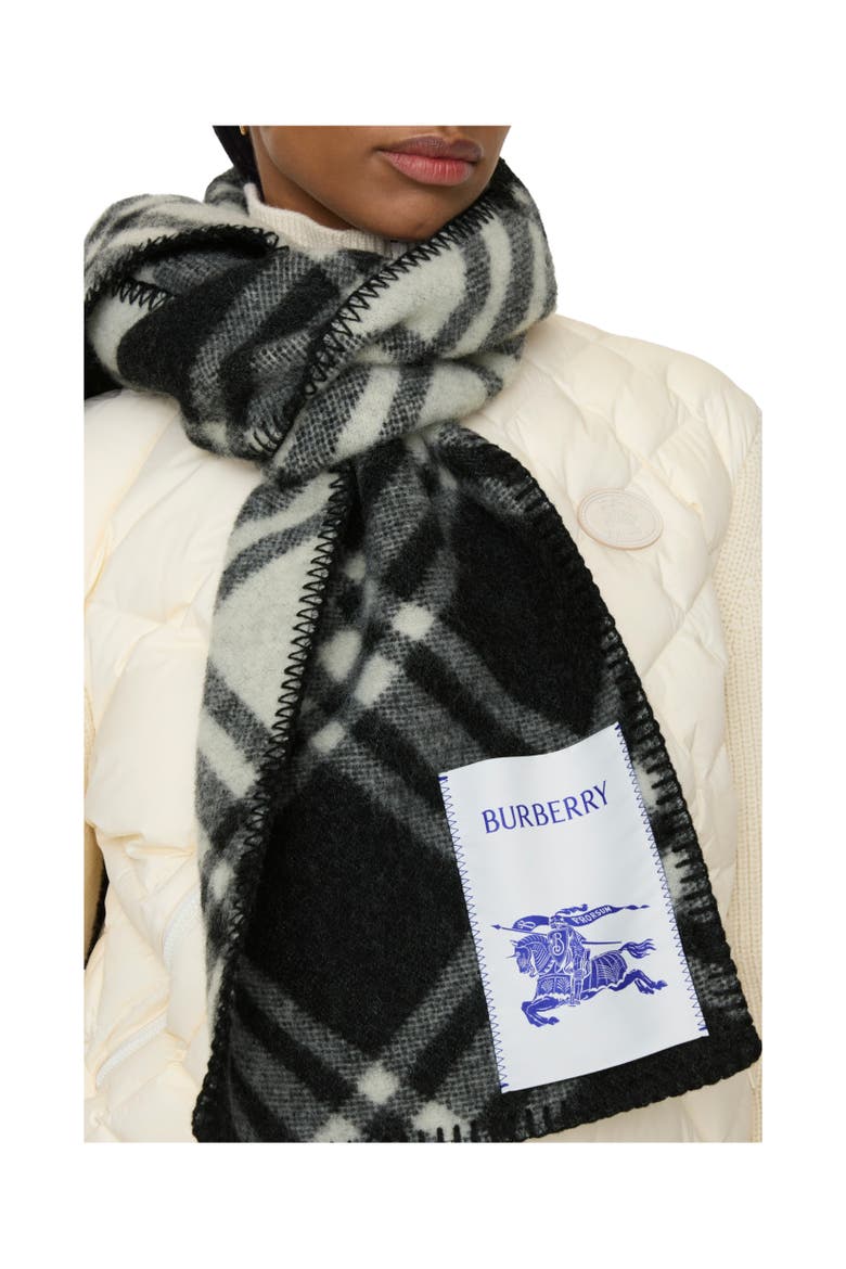 Check Wool Scarf, Alternate, color, Black
