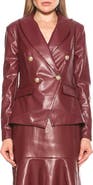 Alexia Admor Faux Leather Double-Breasted Peak Lapel Blazer