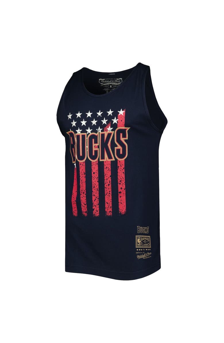 Mitchell & Ness Men's Mitchell & Ness Navy Milwaukee Bucks Hardwood Classics Americana Stars and Stripes Tank Top, Alternate, color, Navy