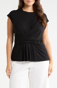 Nordstrom Cap Sleeve Drape Front Top