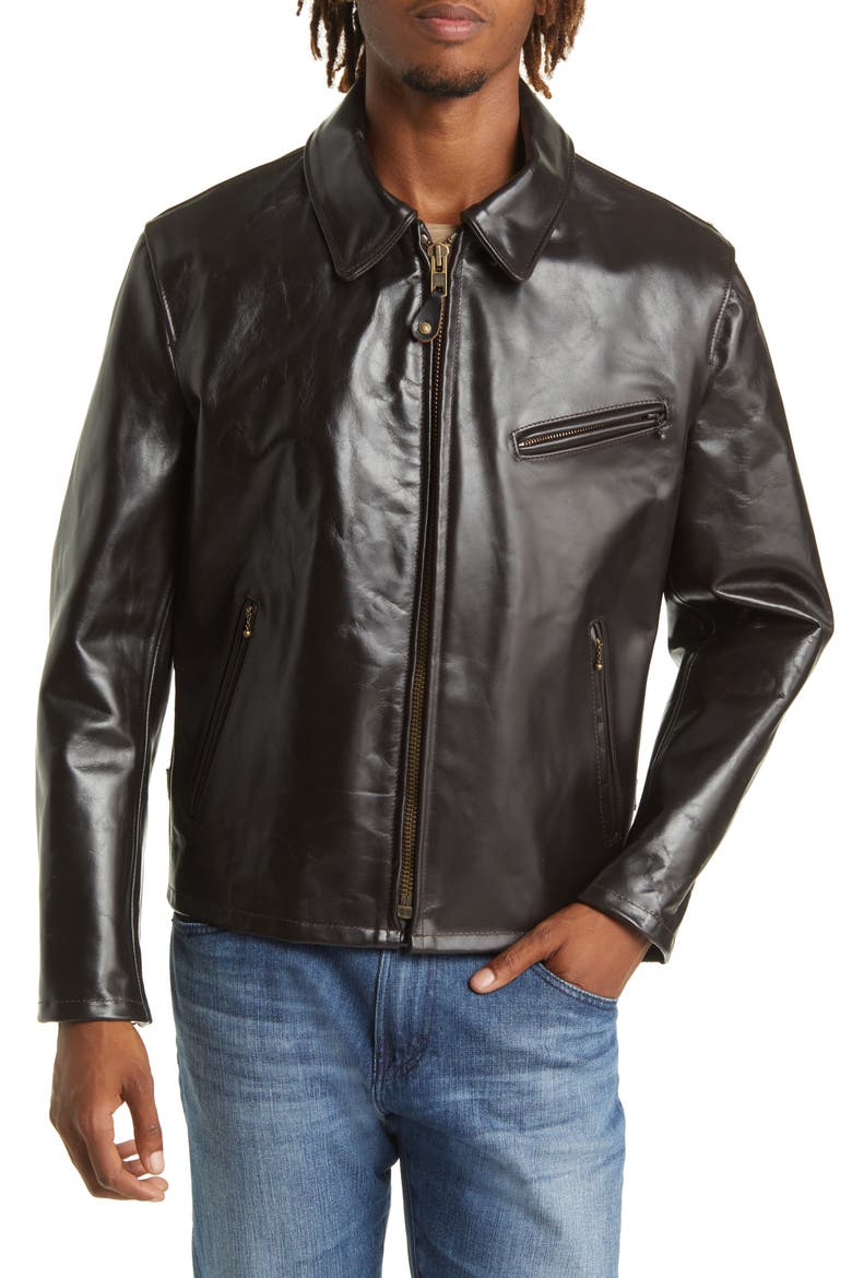 Classic Heavy Steerhide Racer Jacket, Alternate, color, BROWN