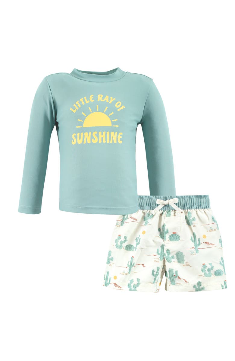 Hudson Baby Swim Rashguard Set, Main, color, Desert Cactus